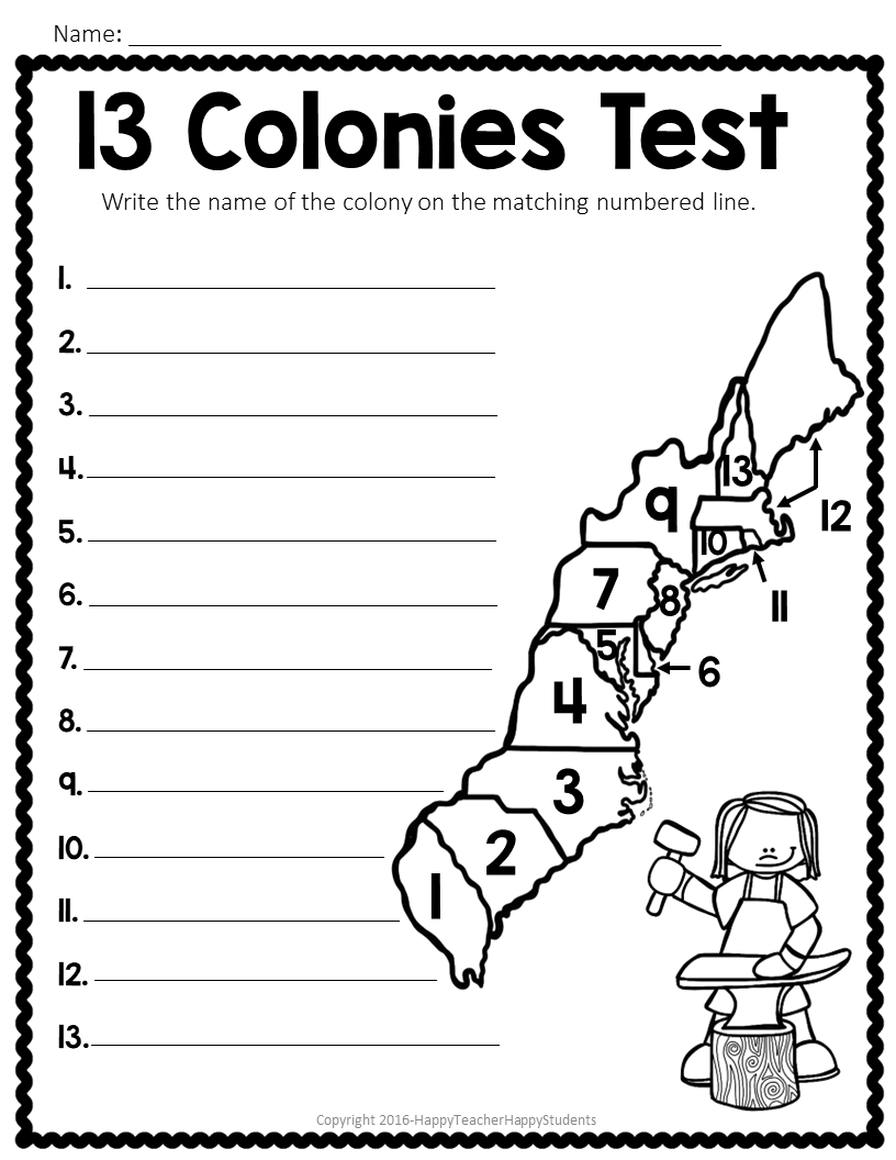 13 Colonies Map Quiz 13 Colonies Map Worksheet Blank 13 Colonies 