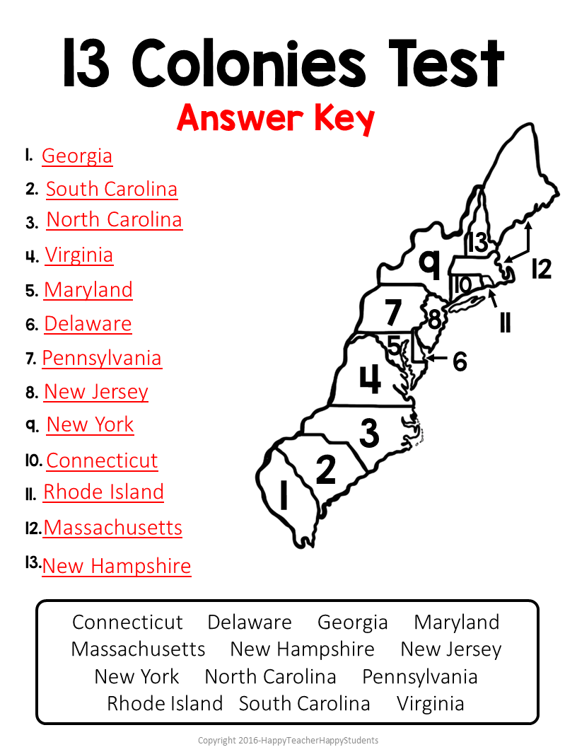 13 Colonies Blank Map Free Printable