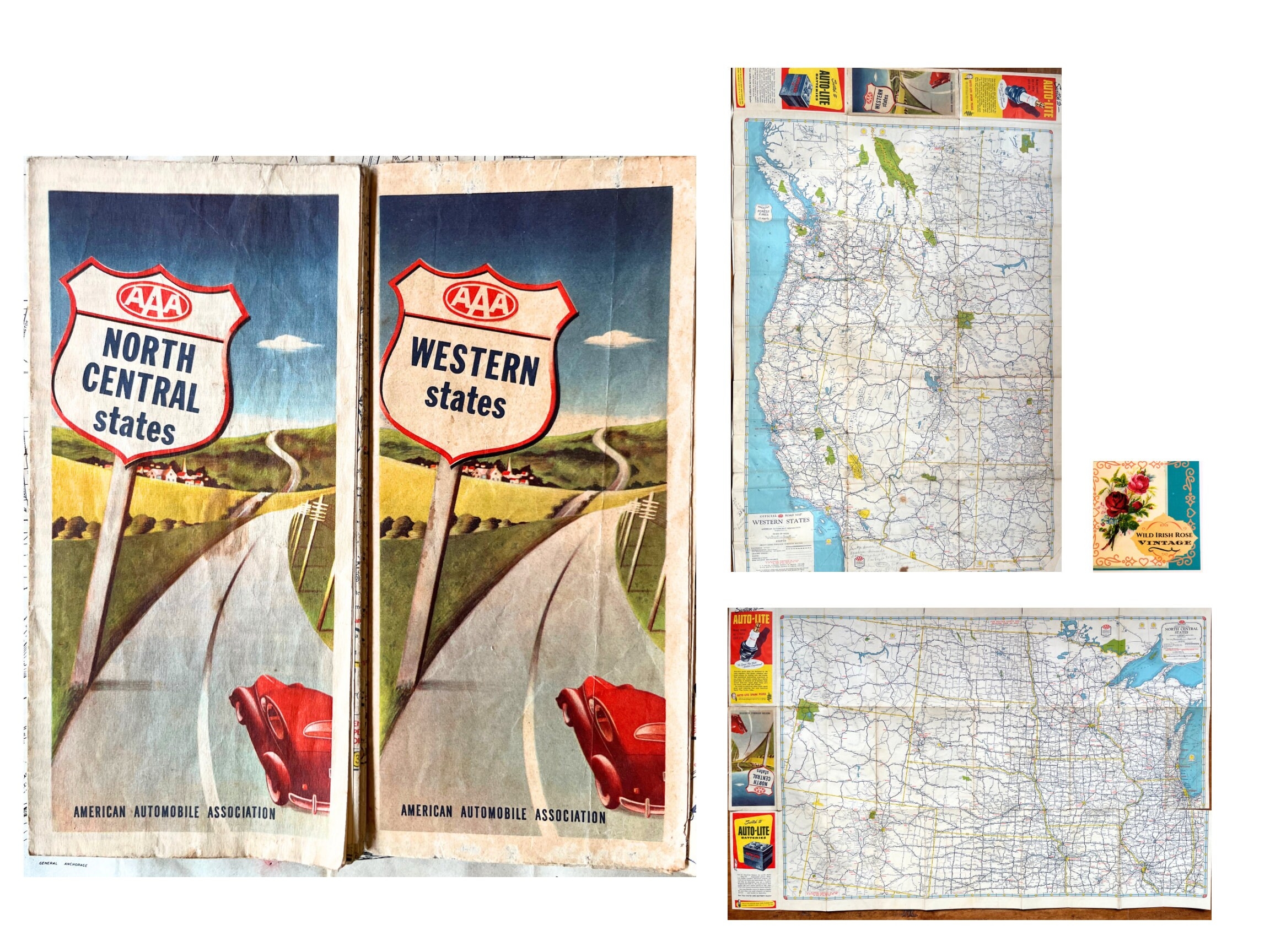1940s AAA USA Travel Map Vintage Road Map Set Of 2 Etsy