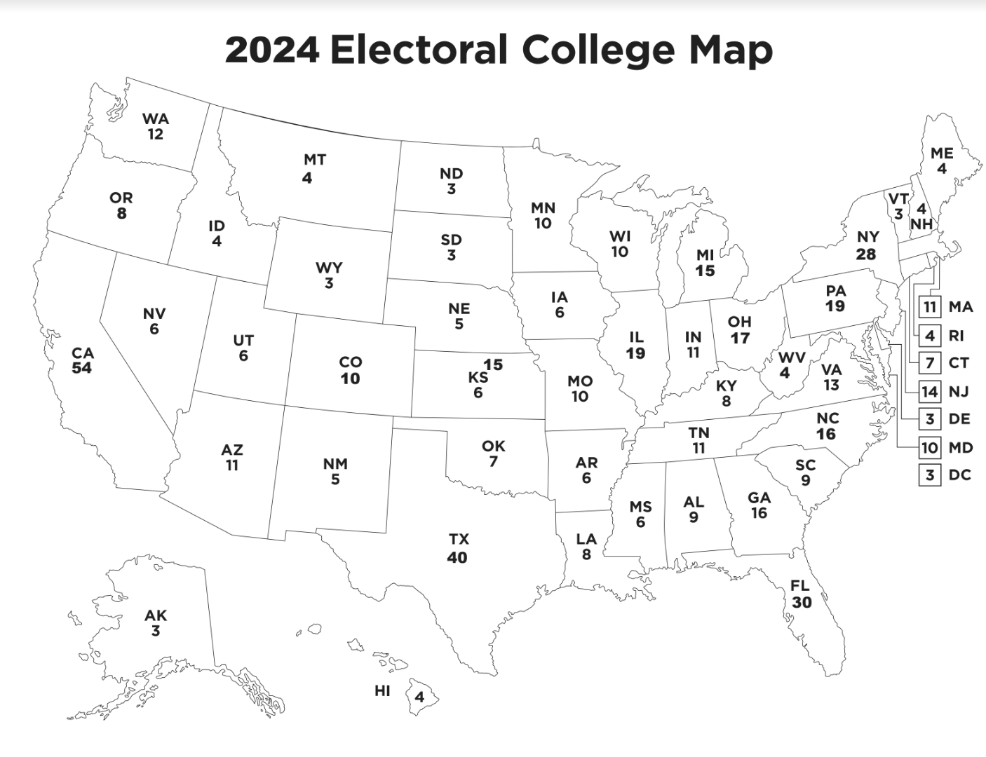 Blank Electoral Map Printable