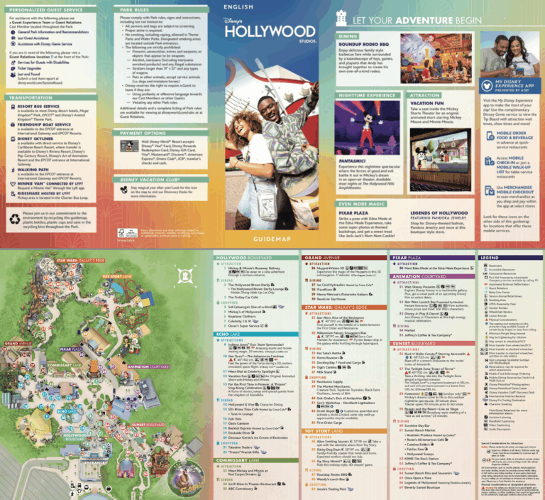 2025 Disney s Hollywood Studios Map Printable PDF