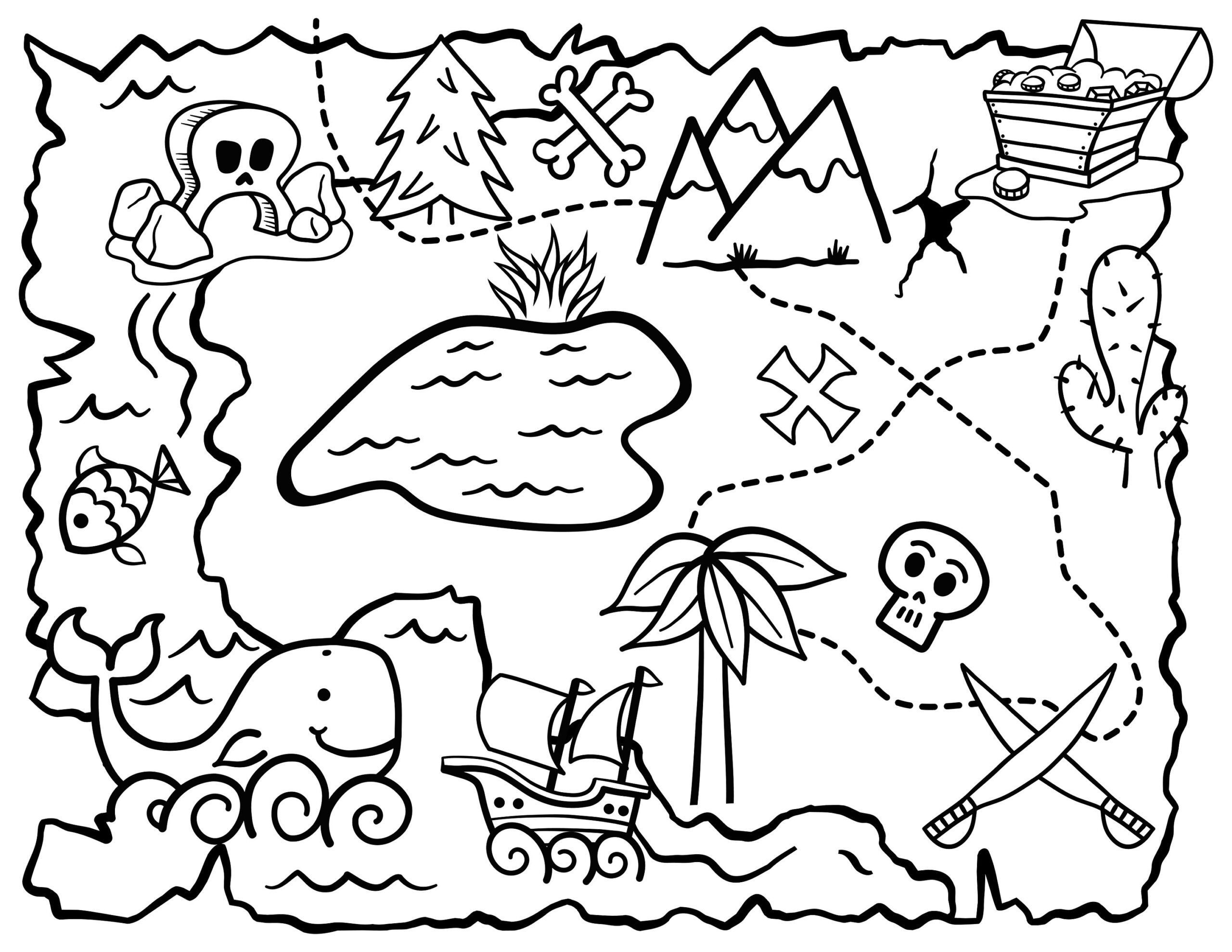 21 Pirate Treasure Map Coloring Pages Pirate Printable Book 