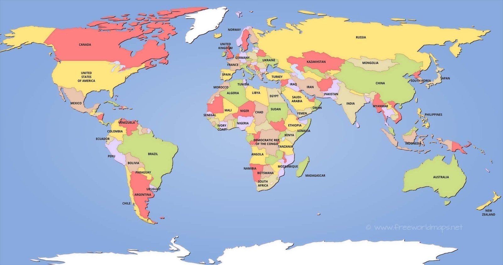 5 Large Printable World Map PDF Free Download