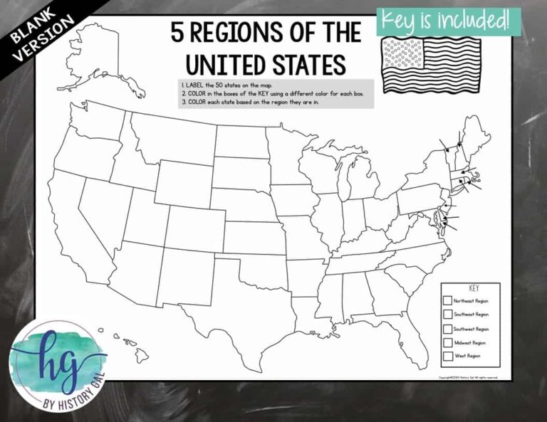 5 Regions Of The United States Map Activity Print And Digital By History Gal