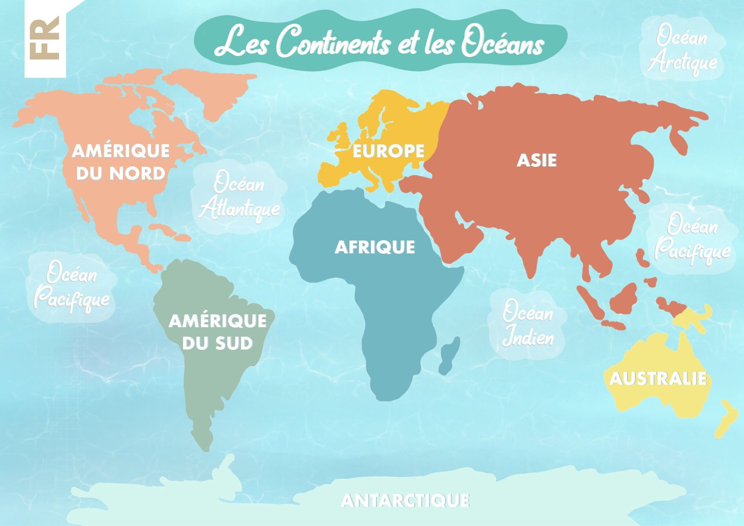 7 Continents Et Oc ans Continents Du Monde Montessori Materials Printable World Map And Oceans Learn Continents Learn Oceans Etsy