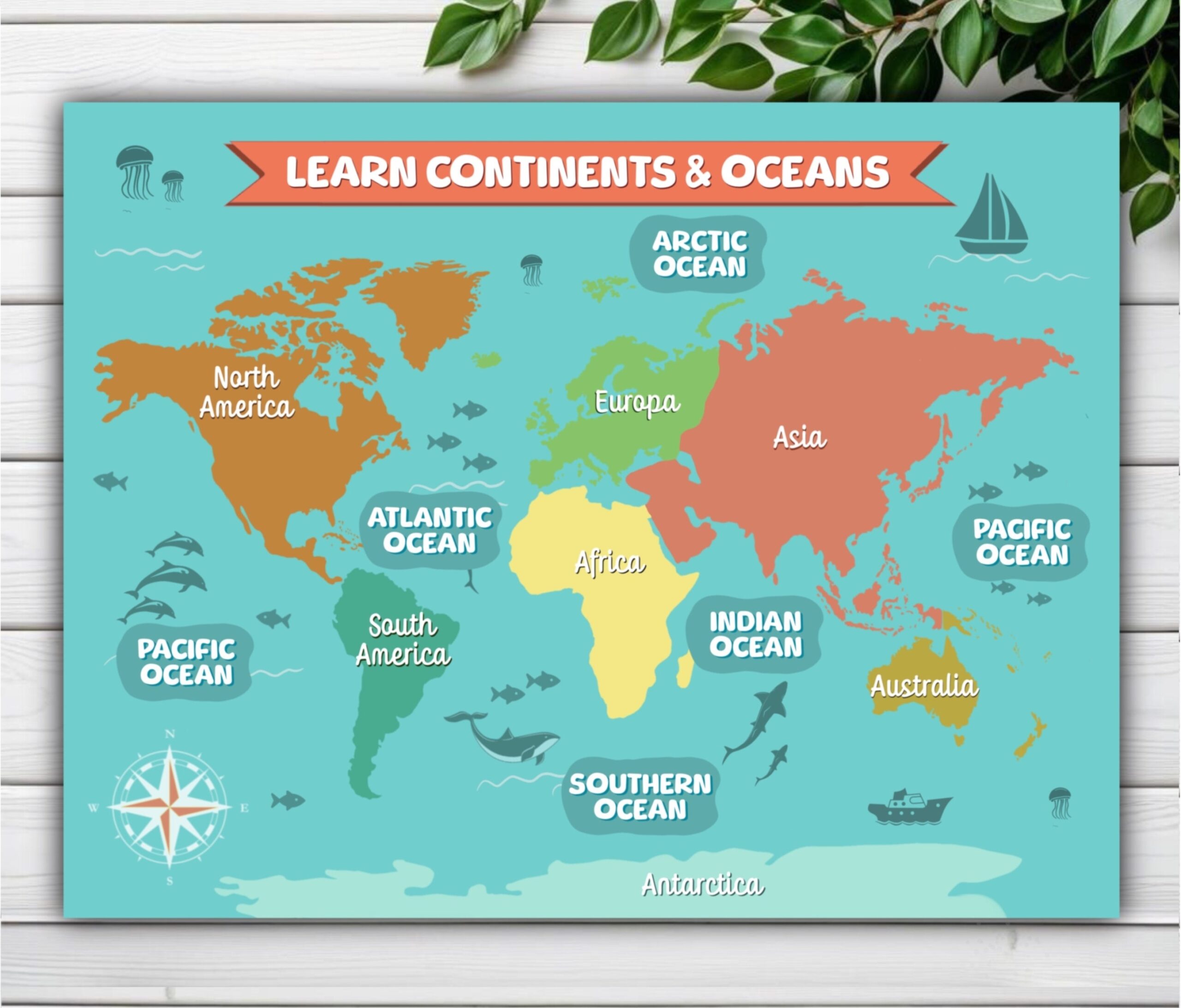 Printable Map Continents Oceans