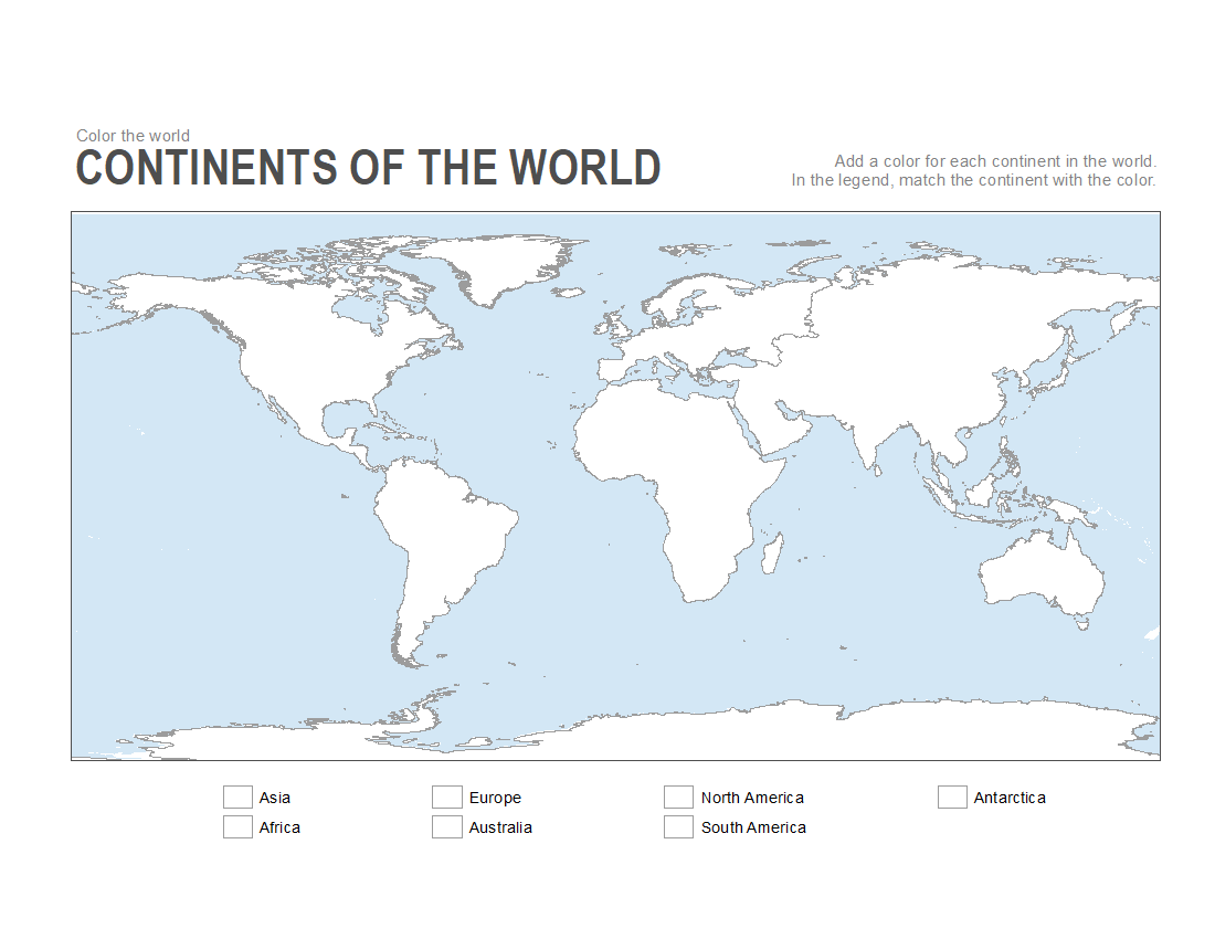 Printable Continent And Ocean Map