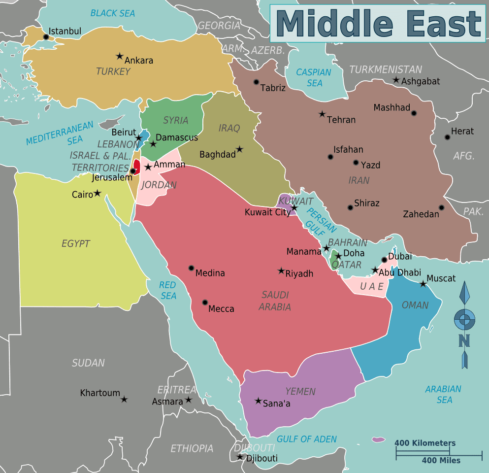Printable Map Of The Middle East