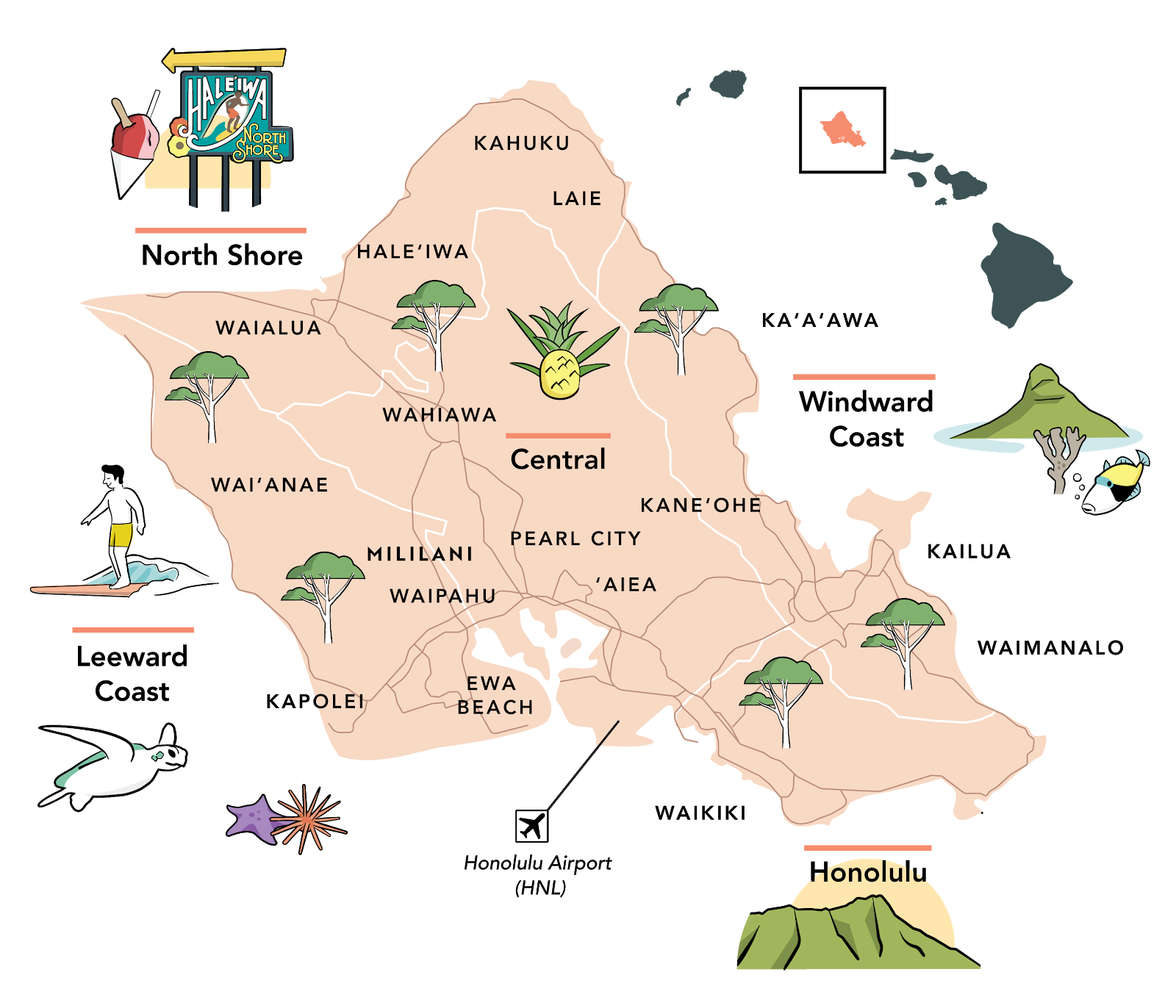Printable Map Of Oahu Hawaii