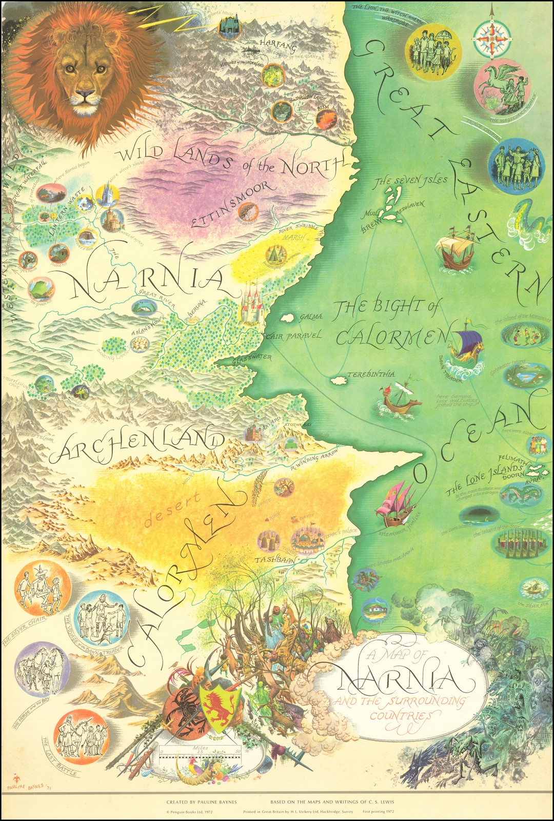 A Map Of Narnia And The Surrounding Countries Barry Lawrence Ruderman Antique Maps Inc 