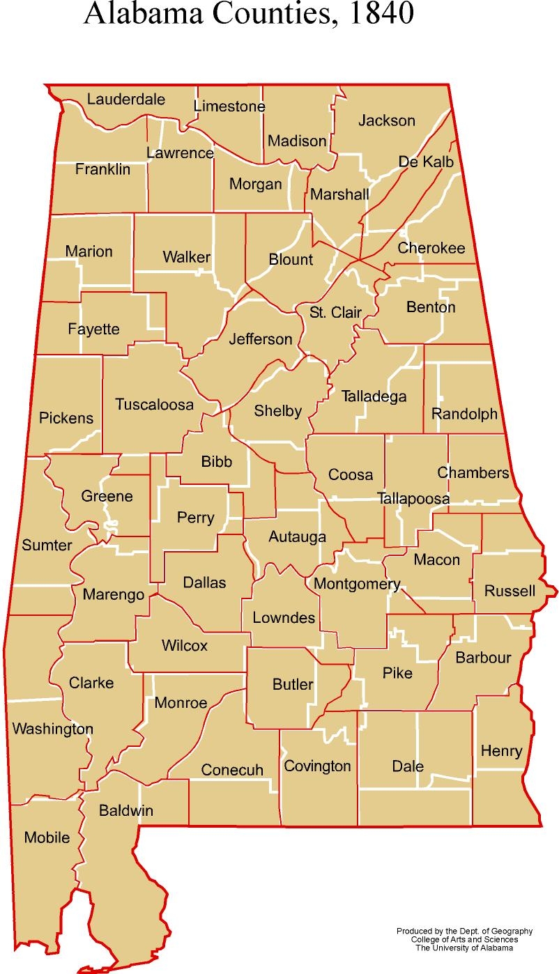 Alabama County Map Printable