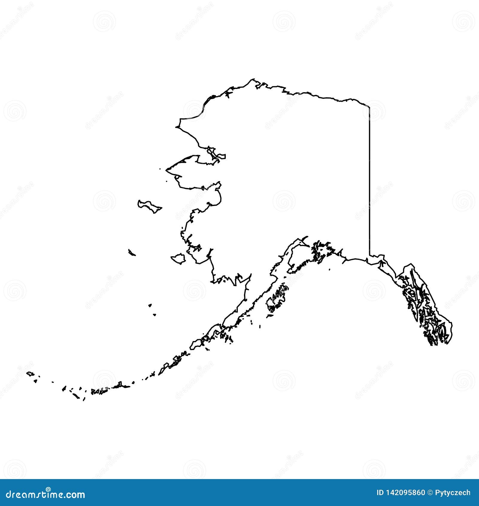 Alaska State Of USA Solid Black Outline Map Of Country Area 