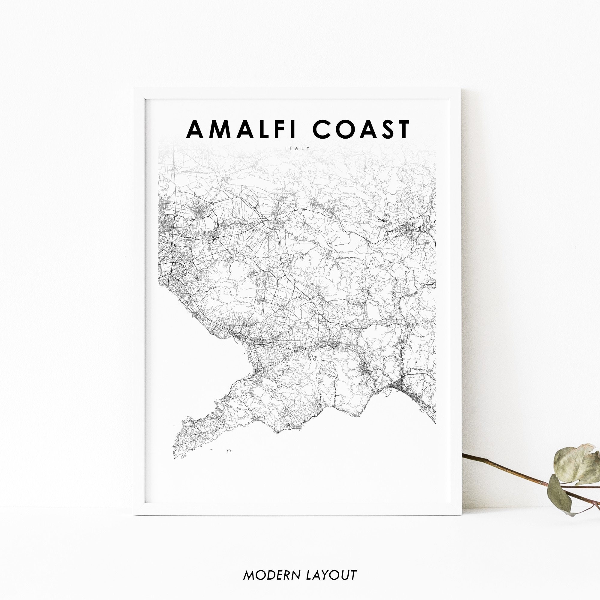 Amalfi Coast Italy Map Print Amalfitana Italia Map Art Poster 