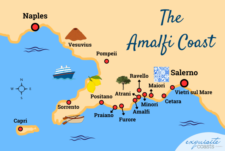 Amalfi Coast Map With Towns You Should Visit