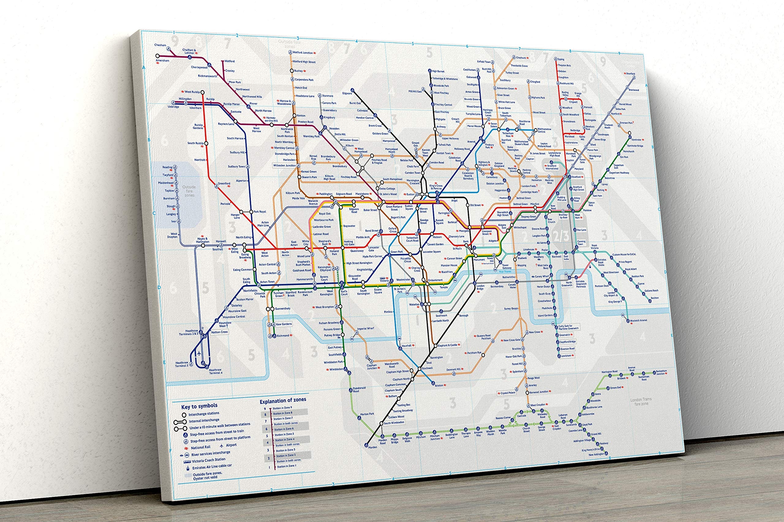 Amazon 52 North Large London Underground Tube Map Framed Canvas Print Wall Art Pp216 A2 24x16 Inch Posters U0026 Prints
