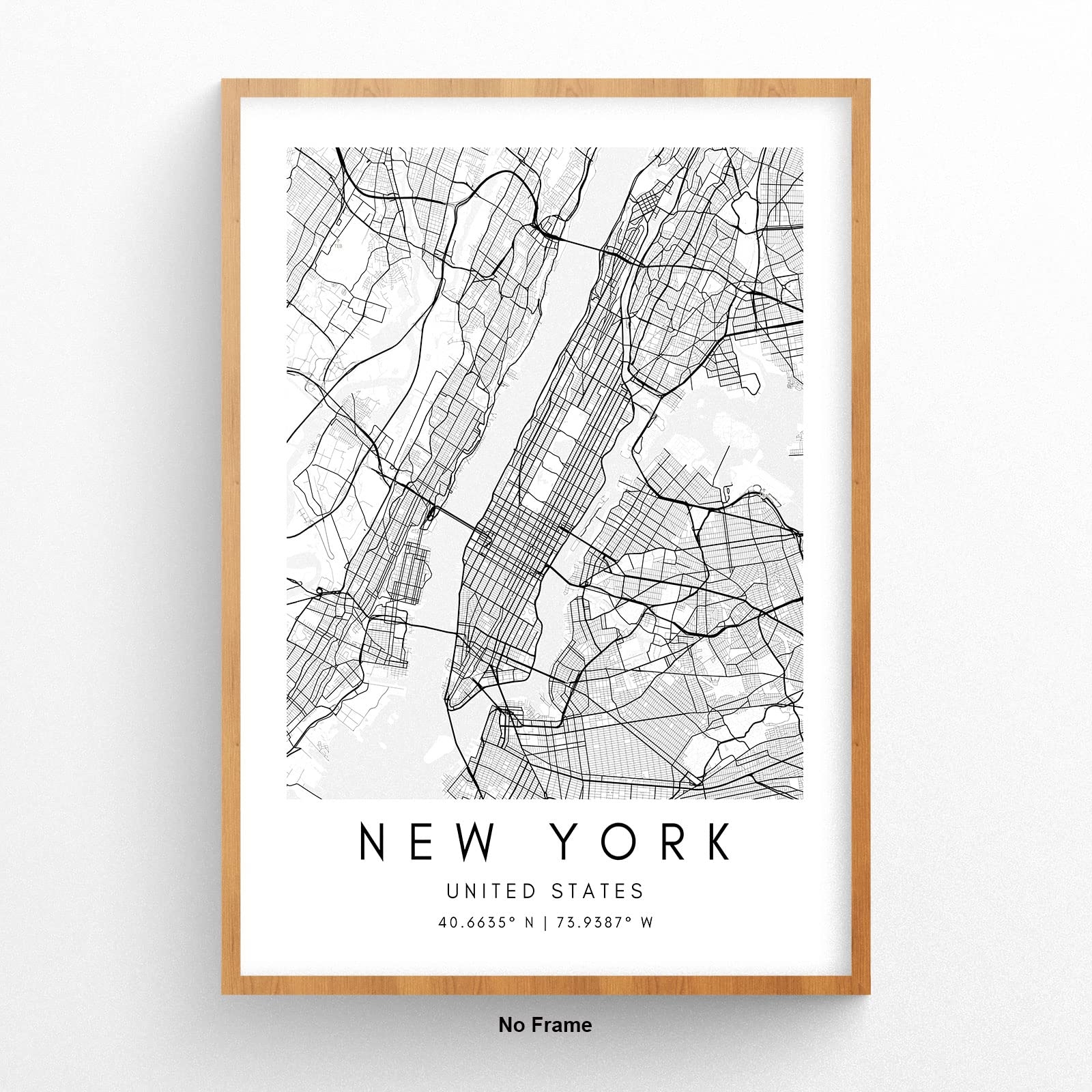 Amazon 8 X 10 Inch New York City Maps Unframed NYC Downtown Black And White Print Poster Modern Home Decor New York Map Wall Art Canvas Printing Minimalist Art Scandinavian Map For Living