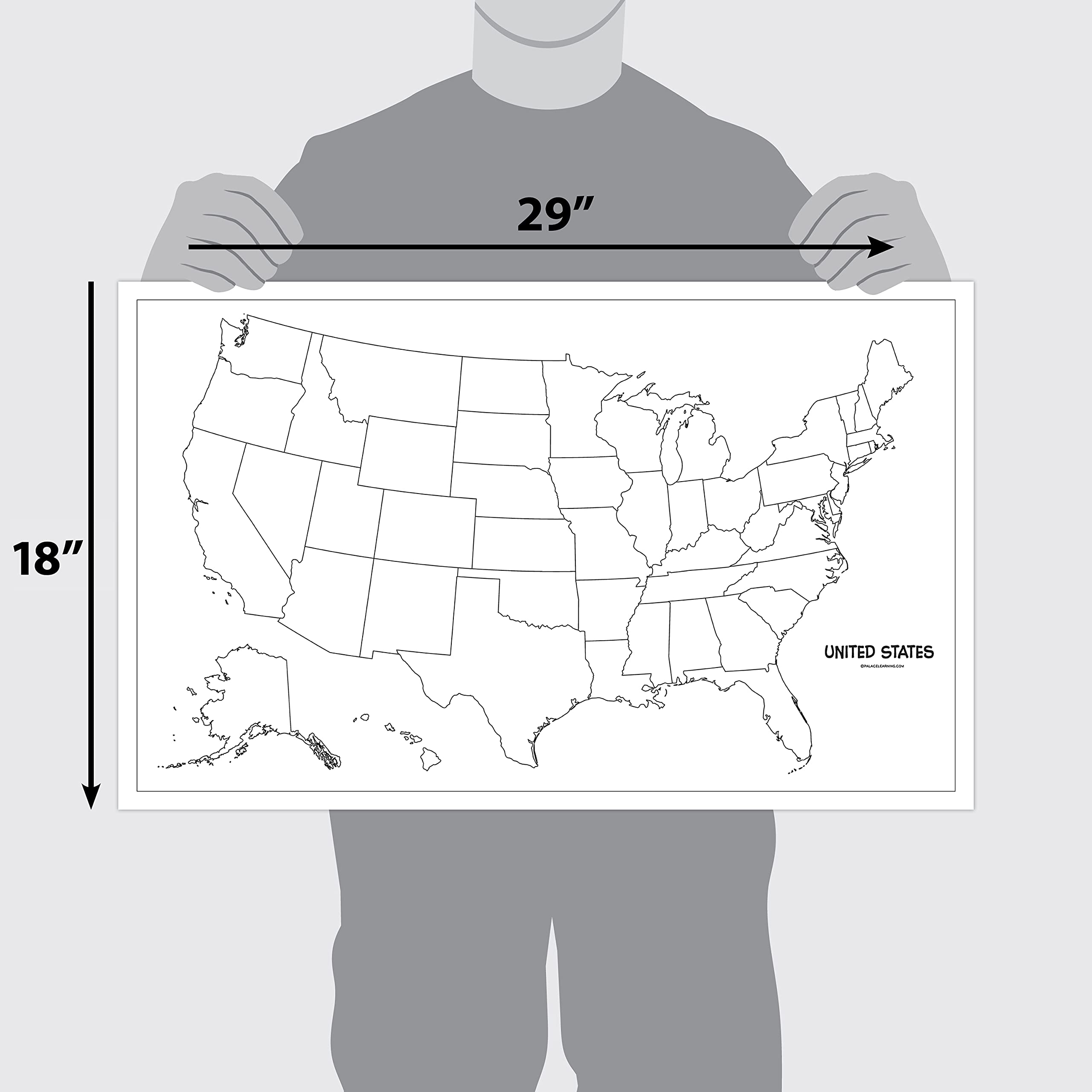 Amazon Blank USA Map Outline Poster LAMINATED 18