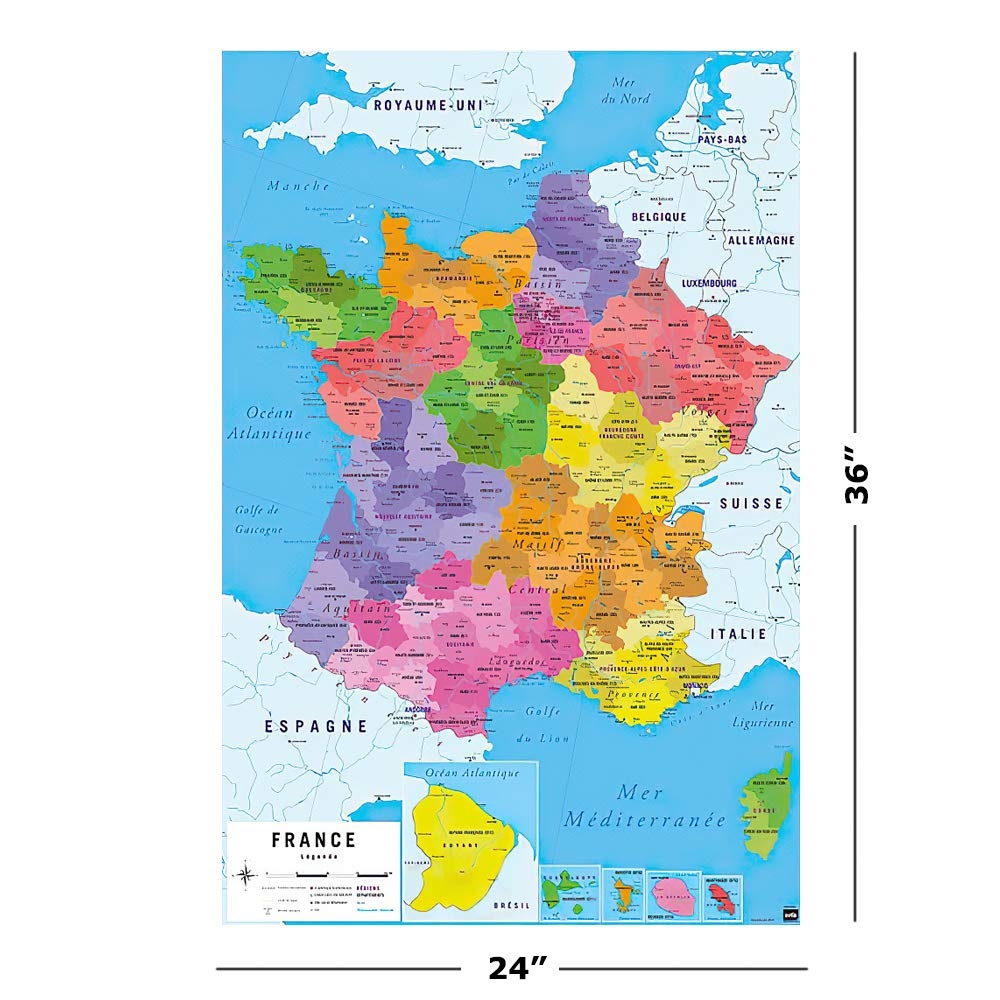 Amazon POSTER STOP ONLINE Map Of France Carte De France 