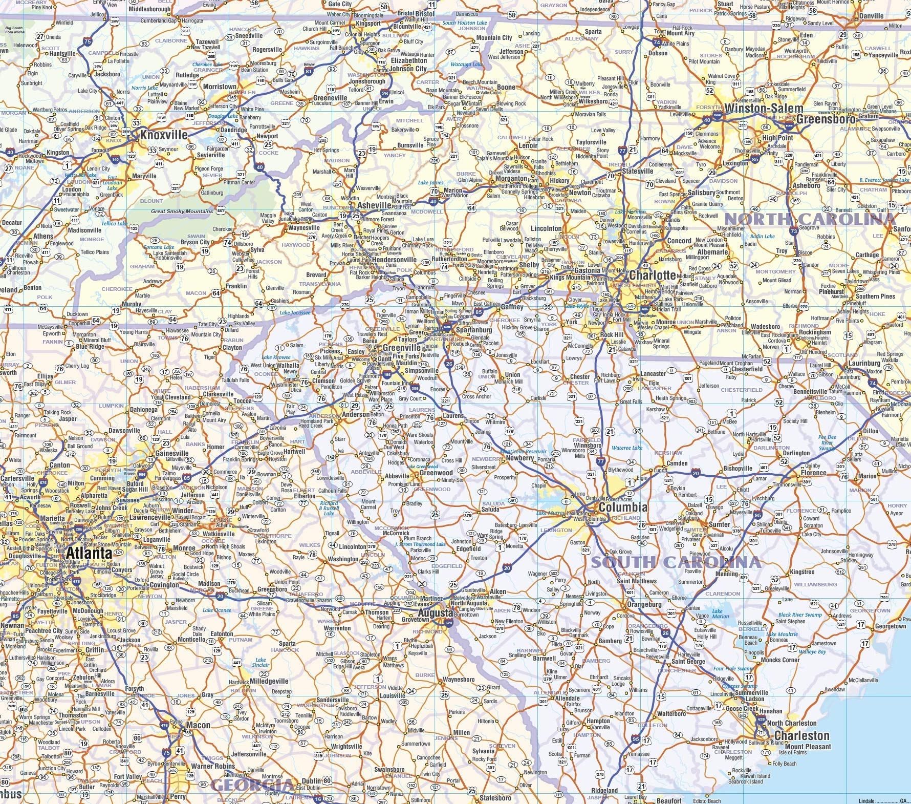 Printable Map Of Southeast Us