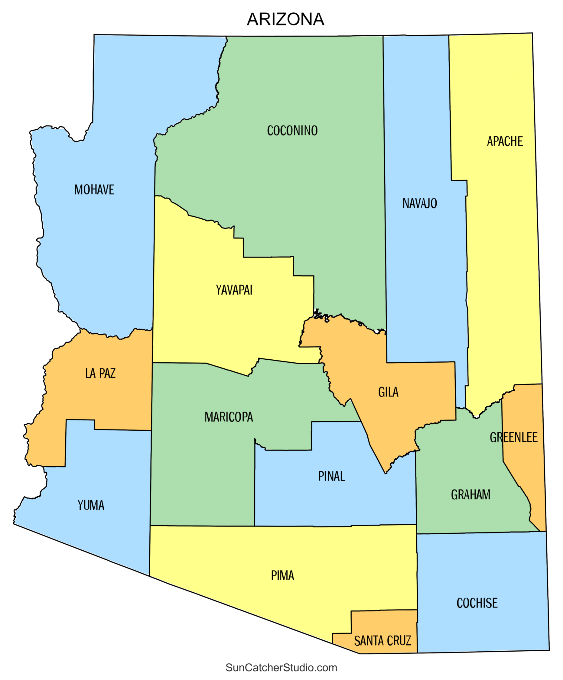 Arizona County Map Printable State Map With County Lines Free Printables Monograms Design Tools Patterns U0026 DIY Projects
