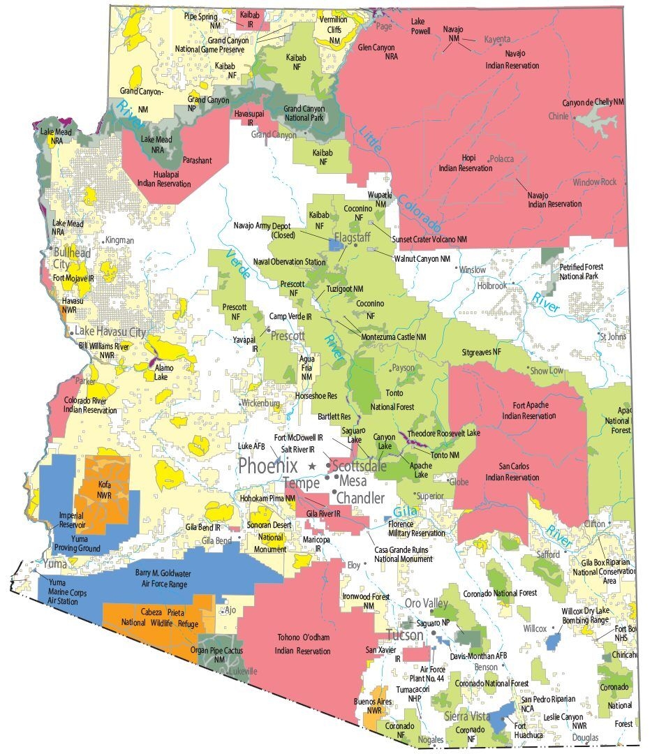 Free Printable Map Of Arizona