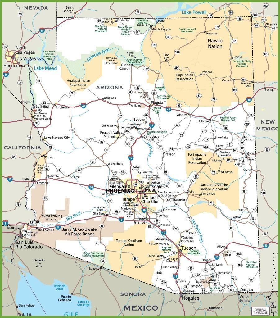 ARIZONA STATE ROAD MAP GLOSSY POSTER PICTURE PHOTO PRINT Phoenix City 3318