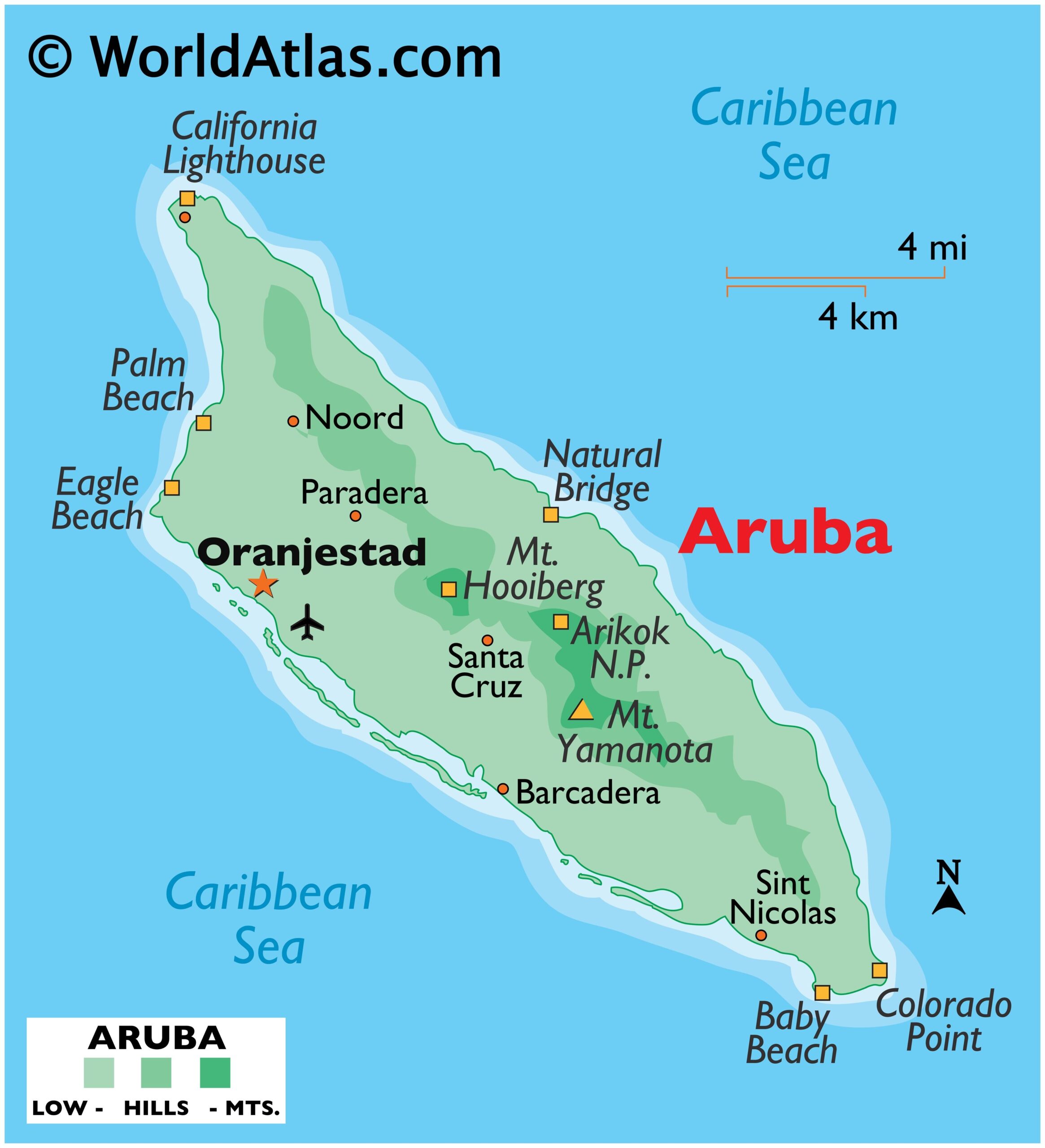 Printable Map Of Aruba