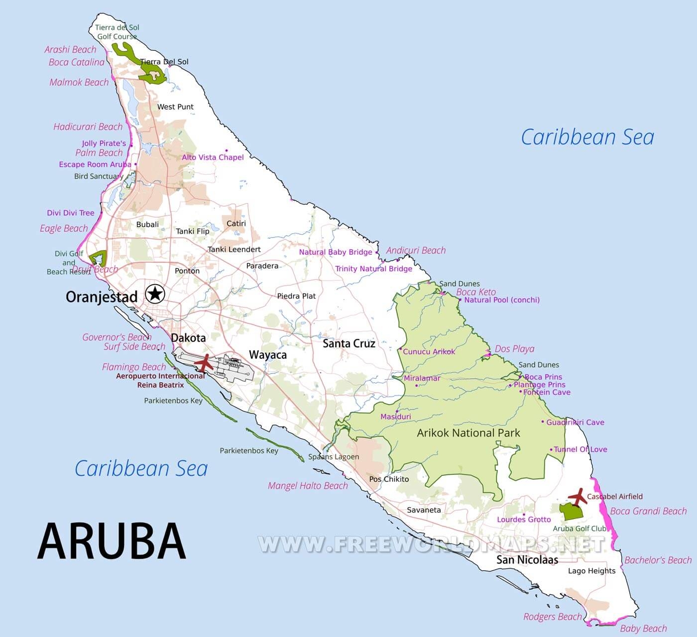 Aruba Road Maps Detailed Travel Tourist Driving Worksheets Library