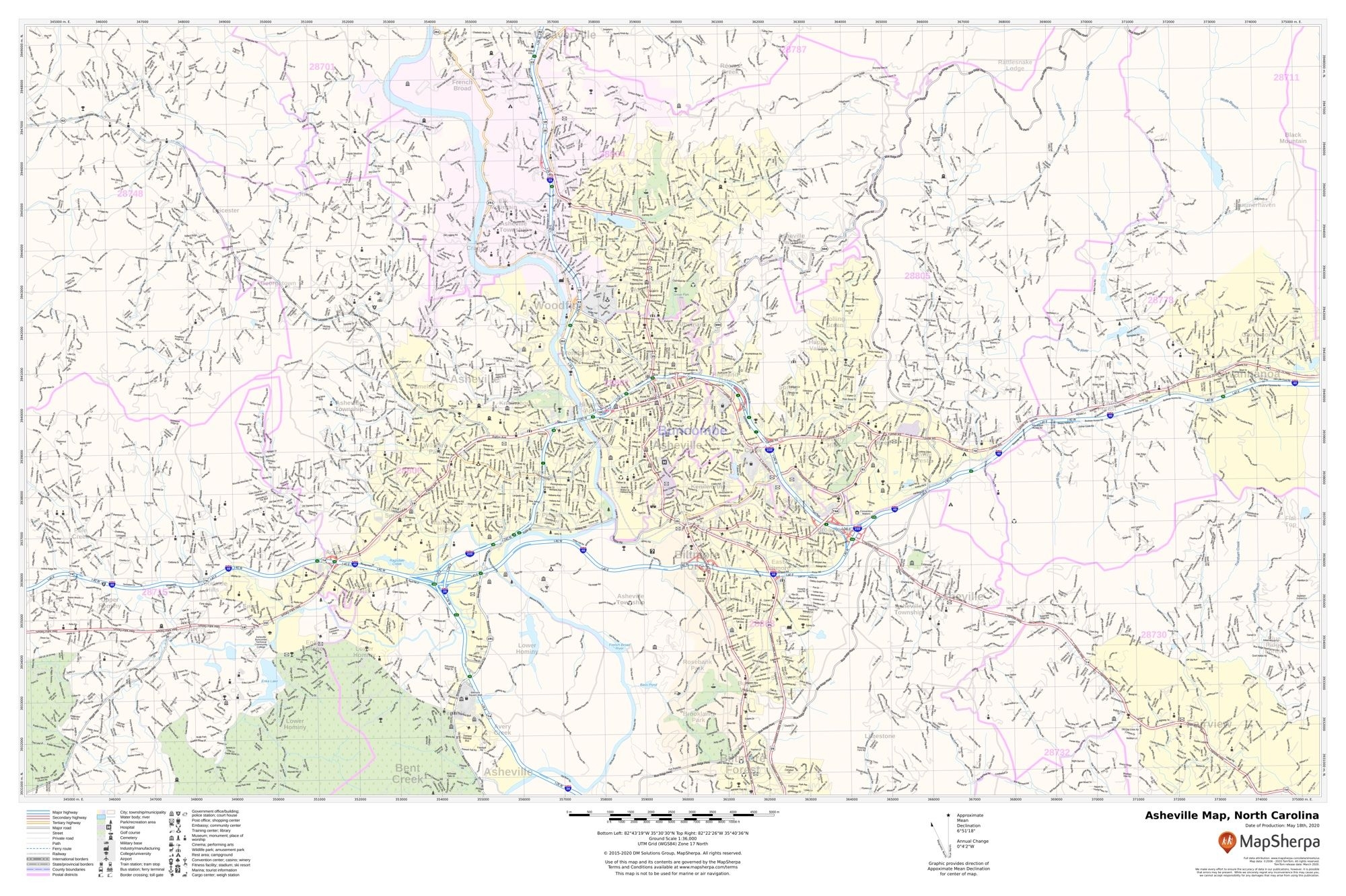 Asheville North Carolina Map Detailed Street Map