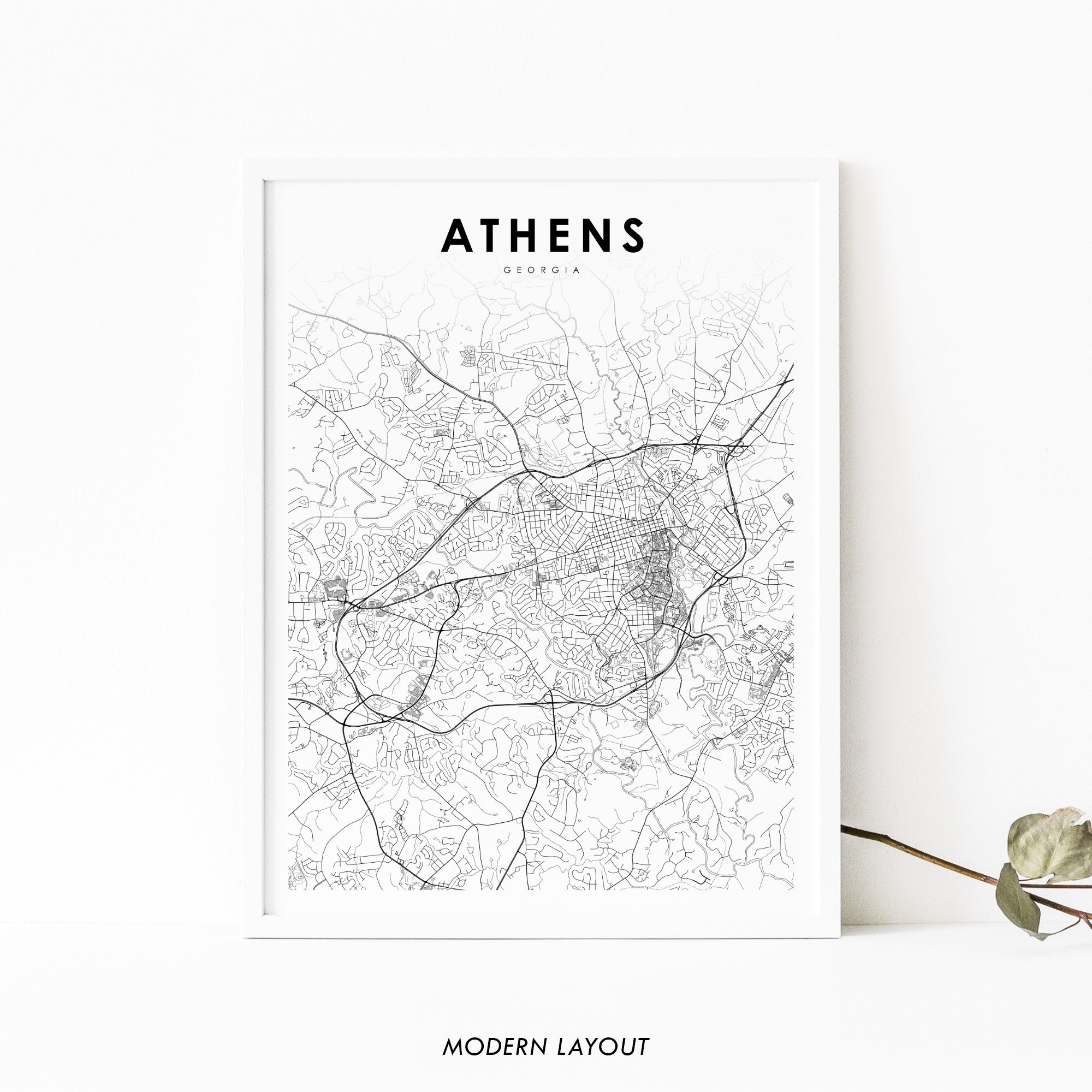 Athens GA Map Print Georgia USA Map Art Poster Athens clarke City Street Road Map Print Nursery Room Wall Office Decor Printable Map Etsy