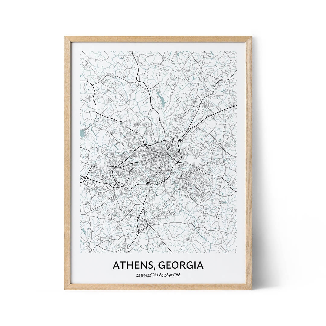 Athens Georgia Map Poster Your City Map Art Positive Prints