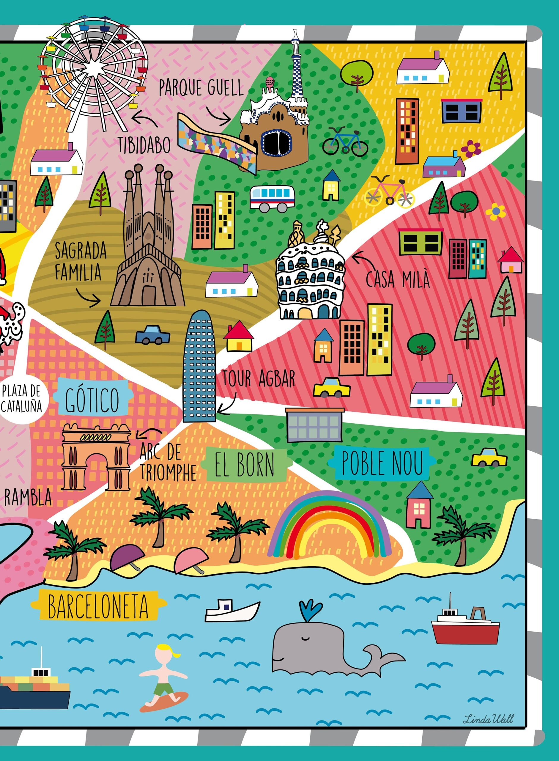 Barcelona Map Wall Decor Map Wall Decal Home Decor Removable 