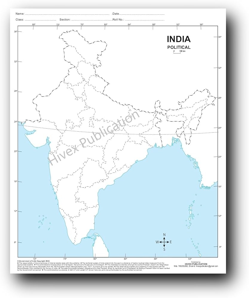 Free Printable Blank Map Of India