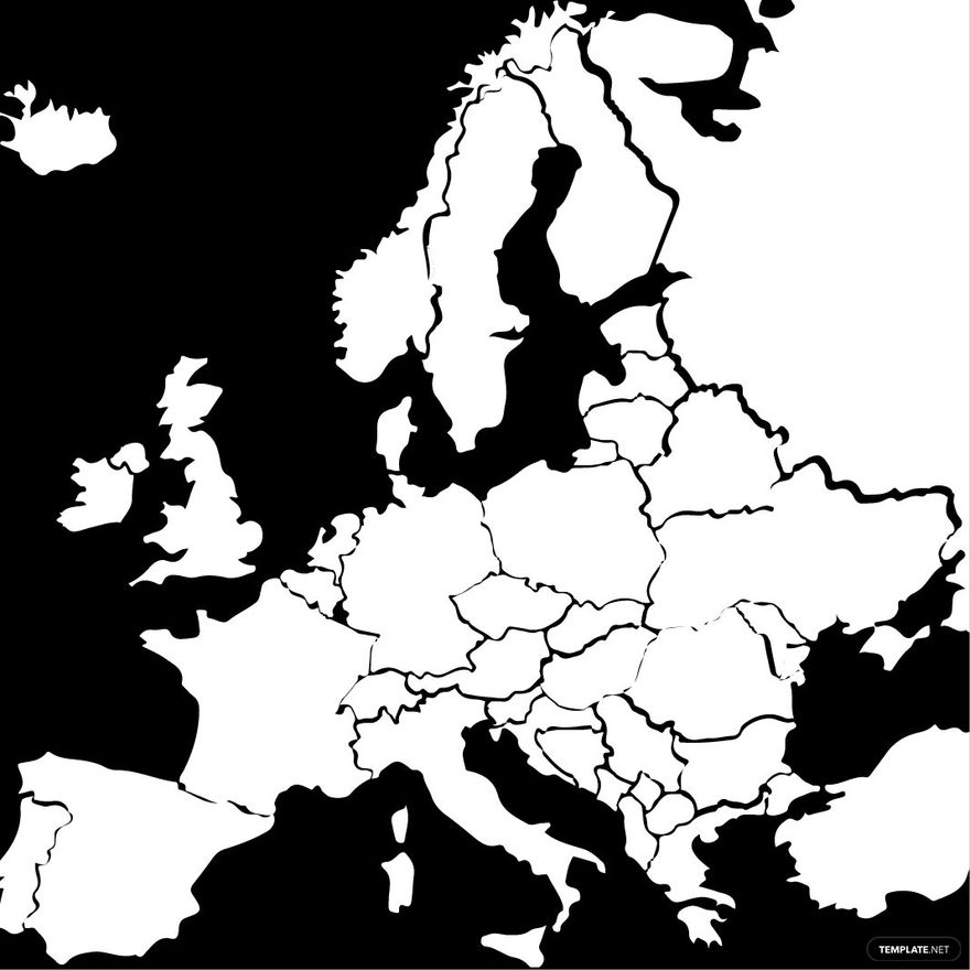 Black And White Europe Map Clipart In Illustrator SVG EPS PNG JPEG Download Template