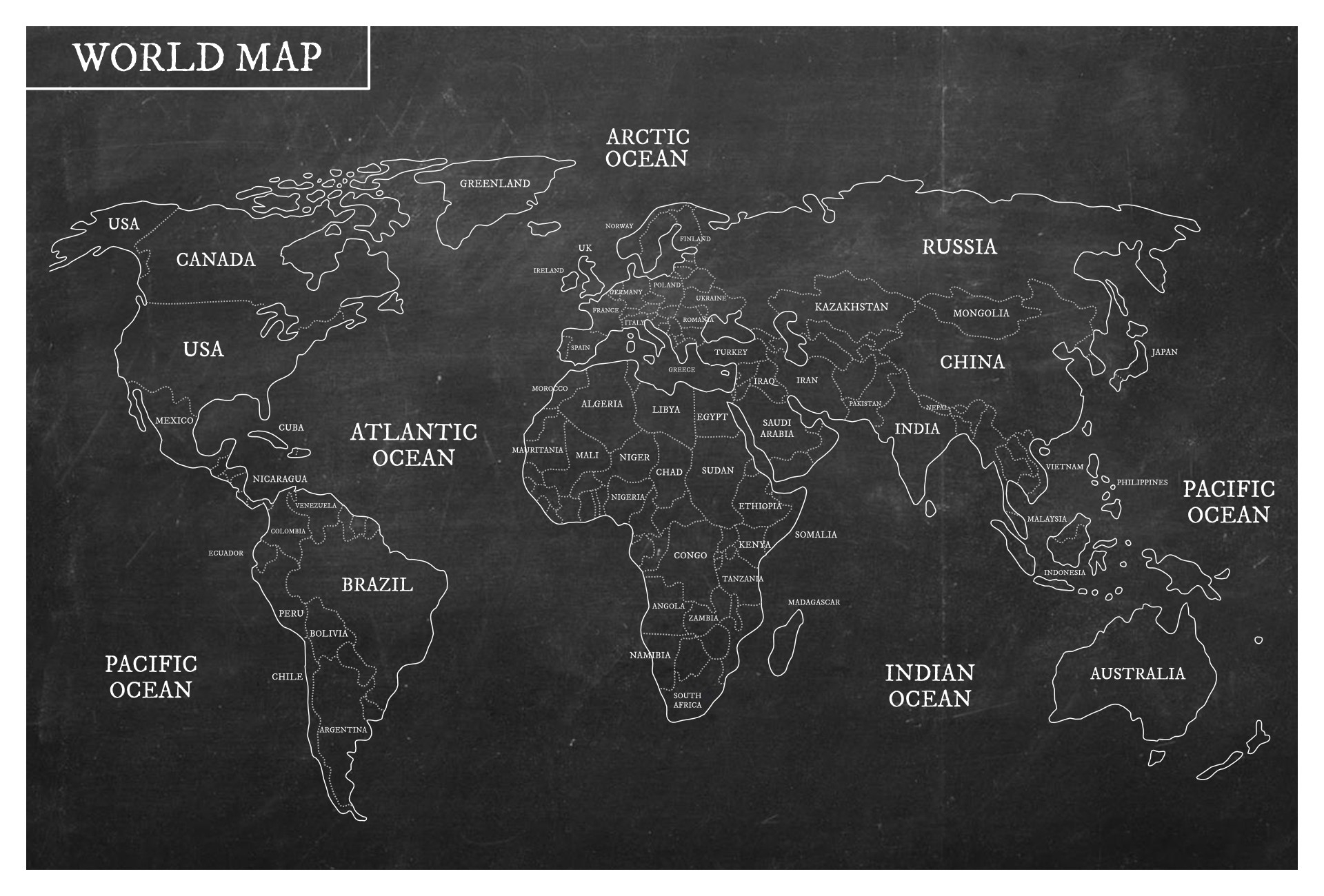 Printable Labeled World Map