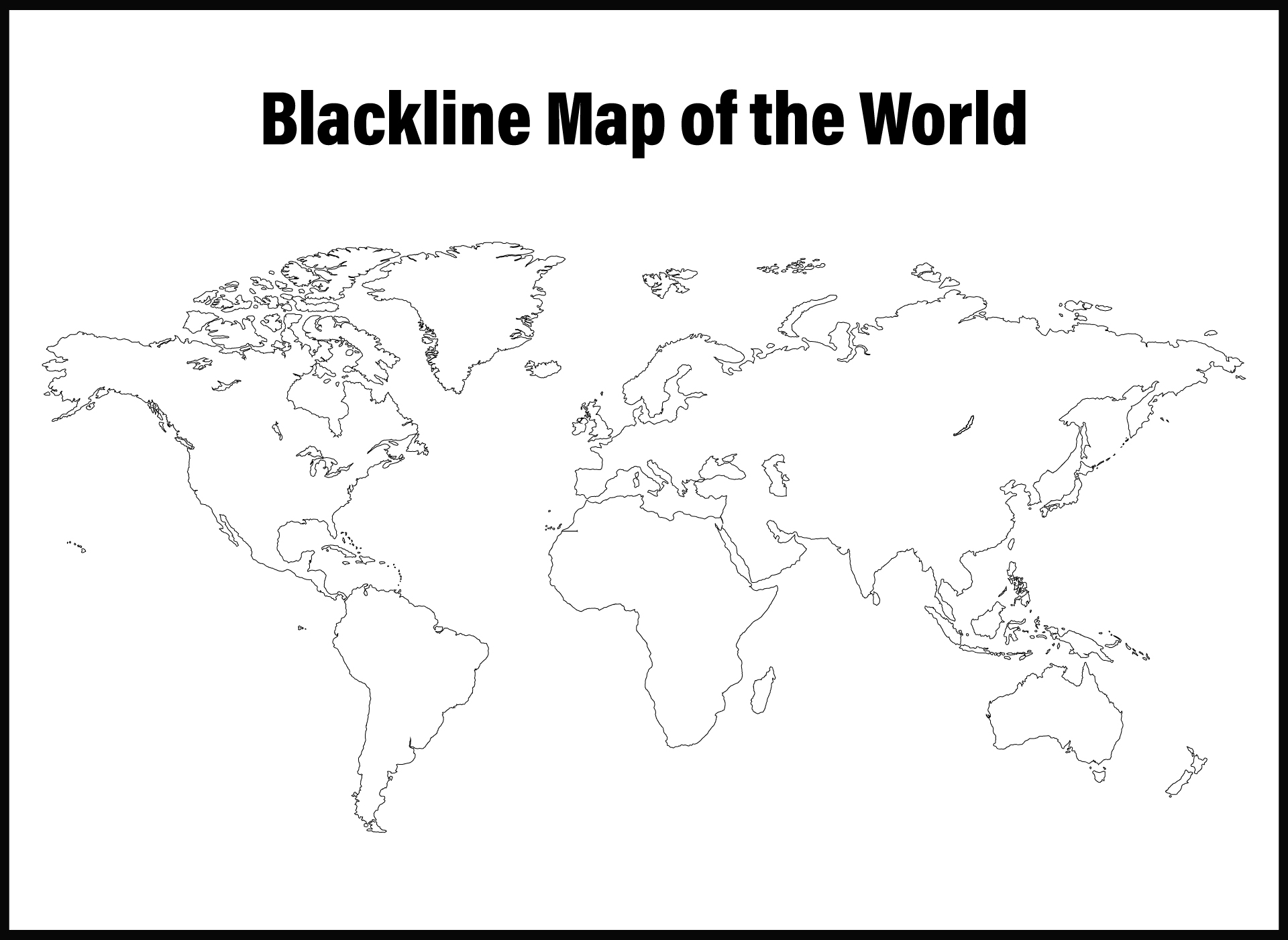 Black And White World Map 20 Free PDF Printables Printablee