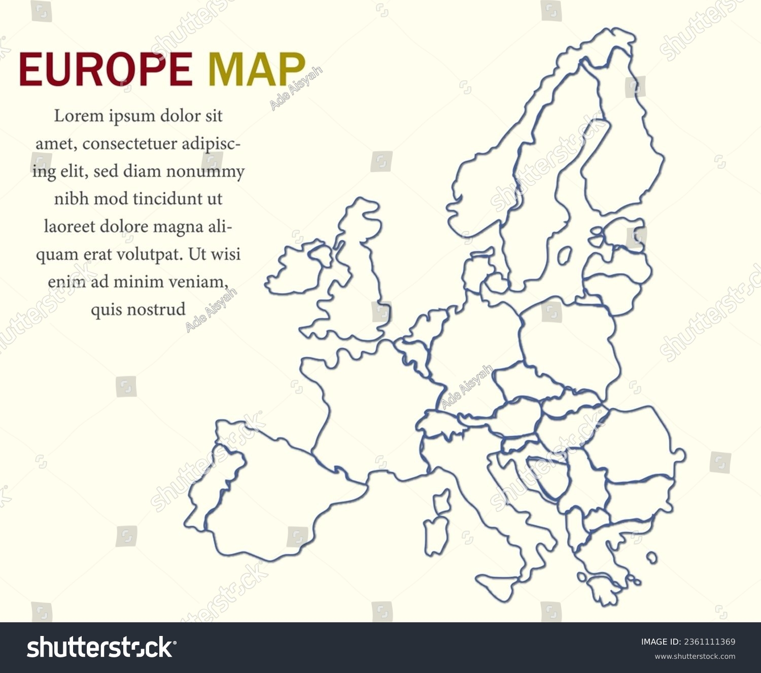 Blank Map Europe Printable Outline Map Stock Illustration 