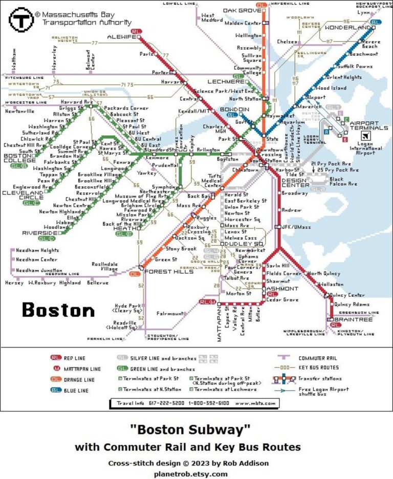 BOSTON Subway Map Cross stitch Pattern PDF Download Pattern Keeper Compatible Metro Counted Design Chart Red Sox Massachusetts Celtics Etsy