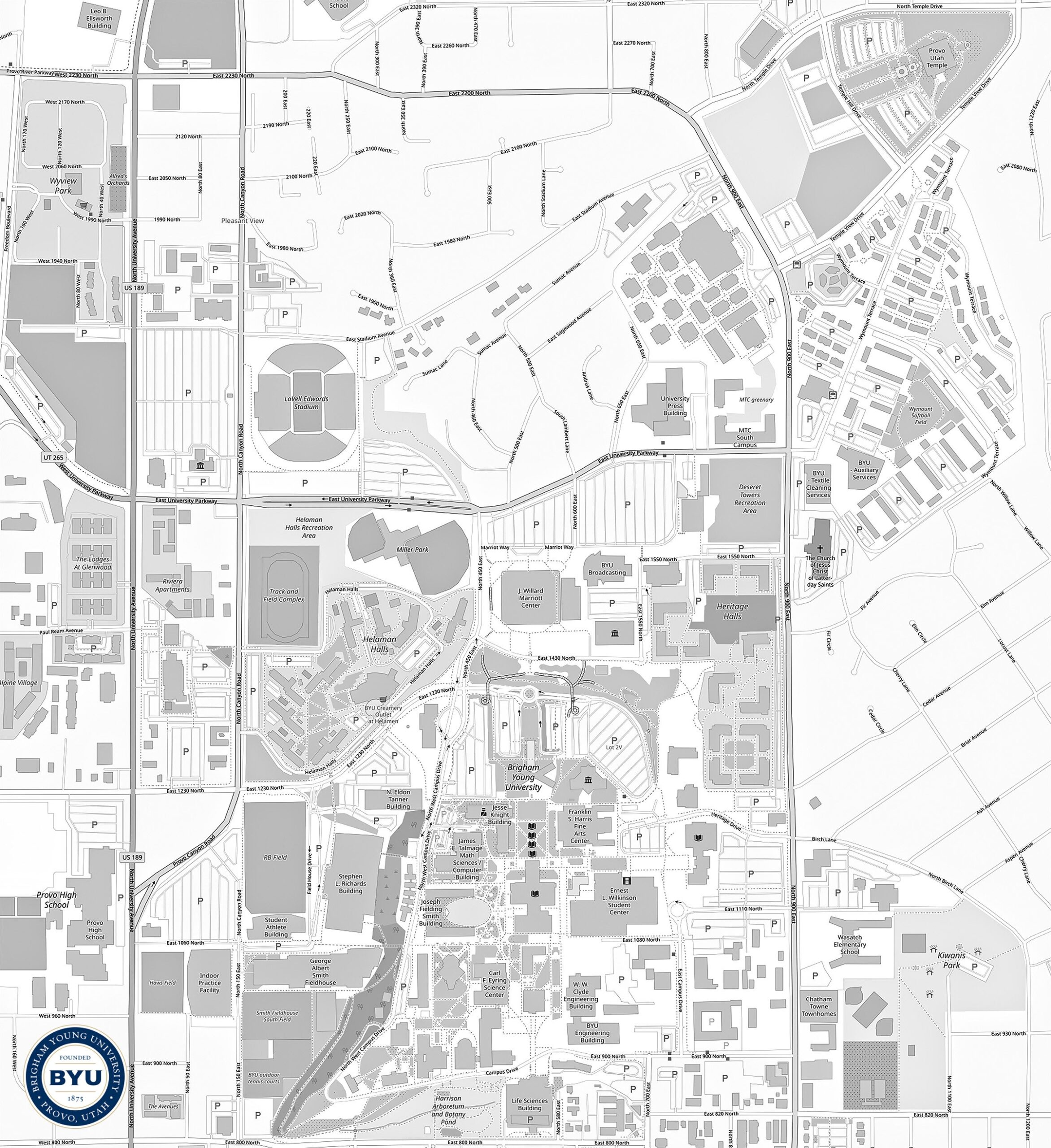 Brigham Young University Map Etsy