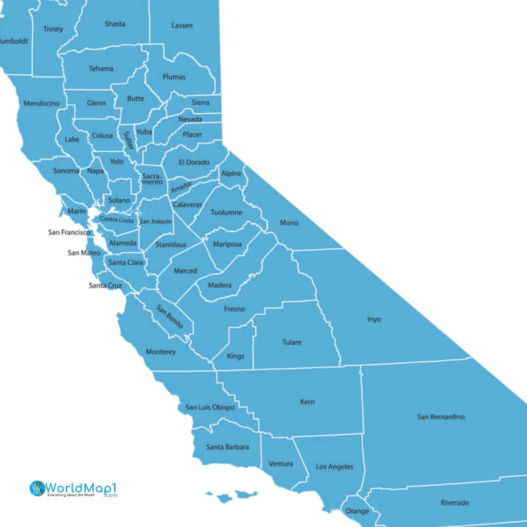 California County Map Guide Of The World