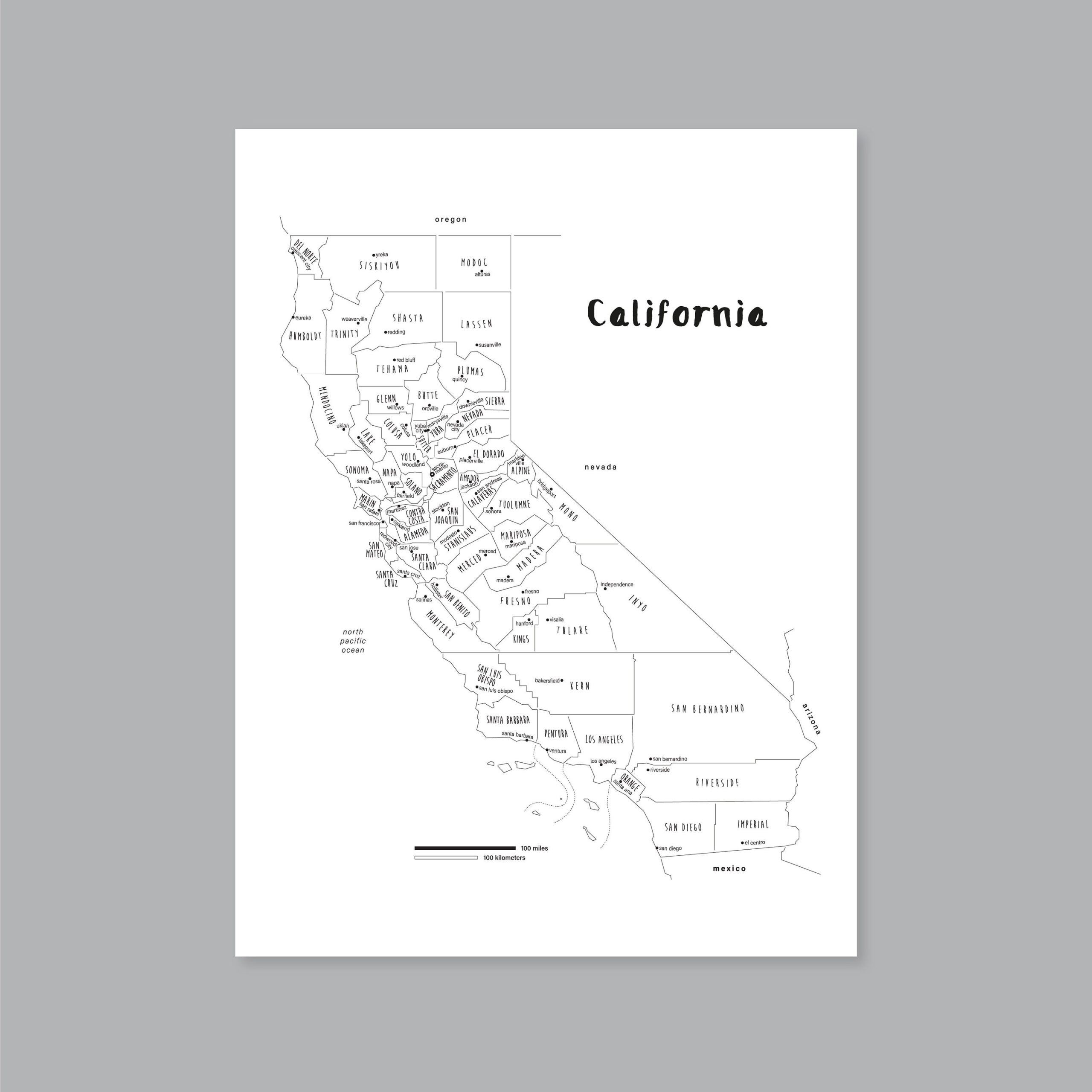 Printable California Map With Cities