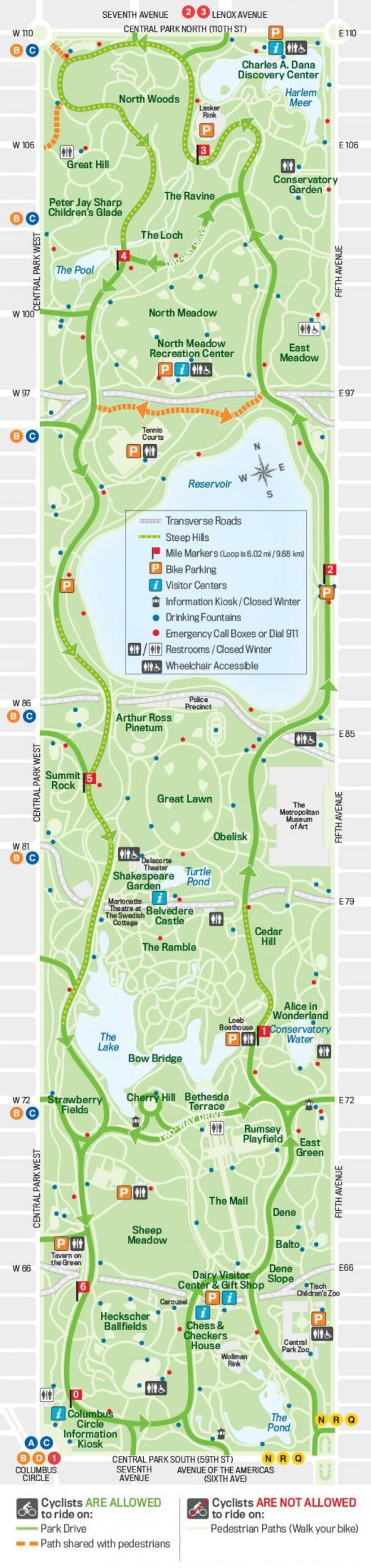 Central Park Running Map Map Of Central Park Running New York 