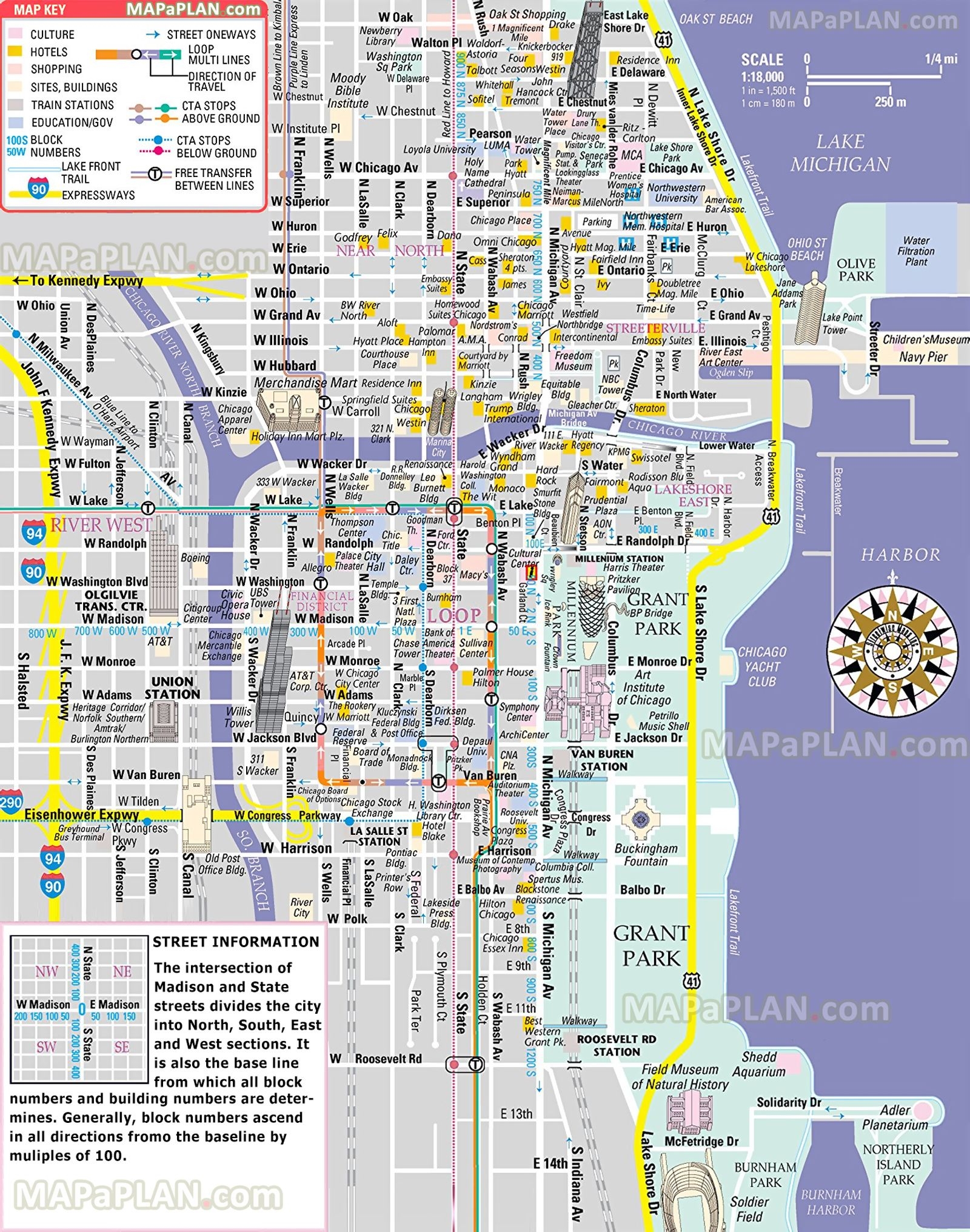 Chicago Iconic Tourist Attractions Map Free Inner City Map 