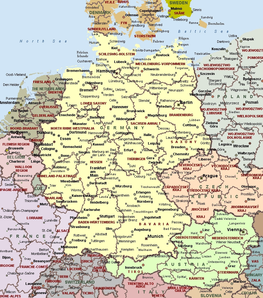 Cities Of Germany On Detailed Map Detailed Map Of Cities Of Worksheets Library