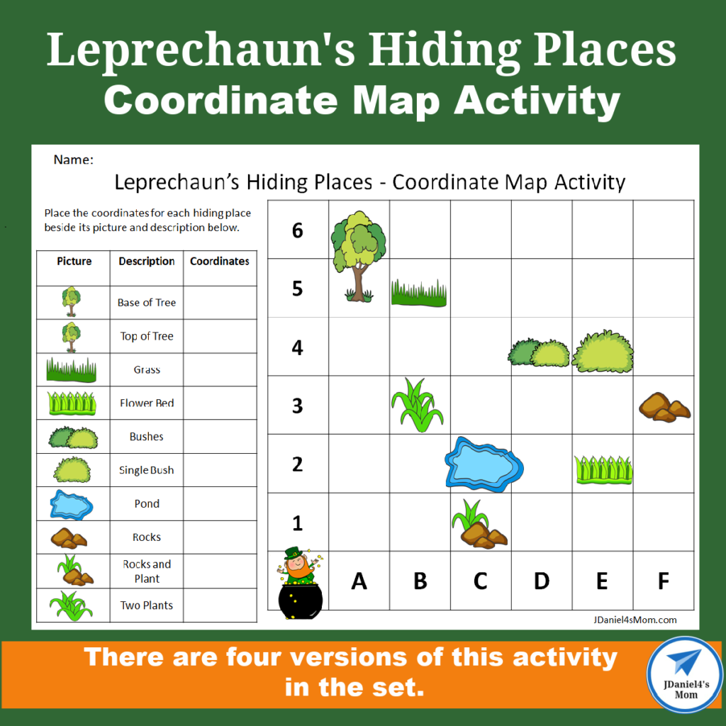 Coordinate Map Activity Leprechaun s Hiding Places JDaniel4s Mom