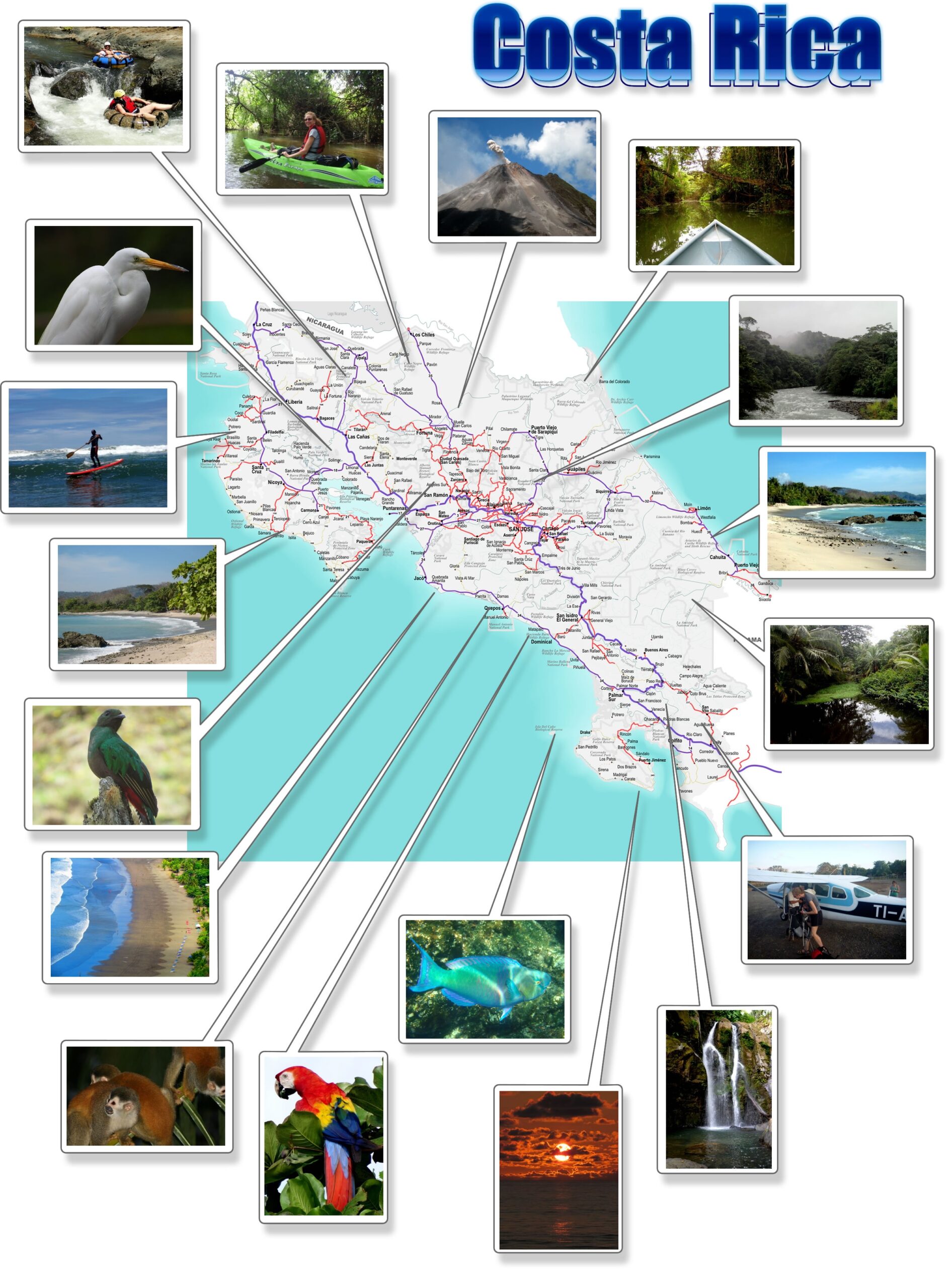 Costa Rica Free Printable Map Download