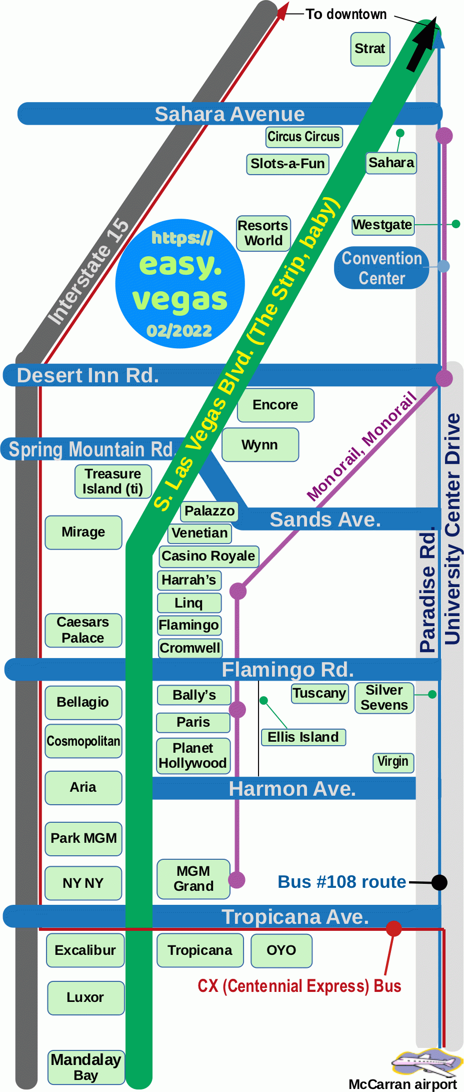 Printable Vegas Strip Map