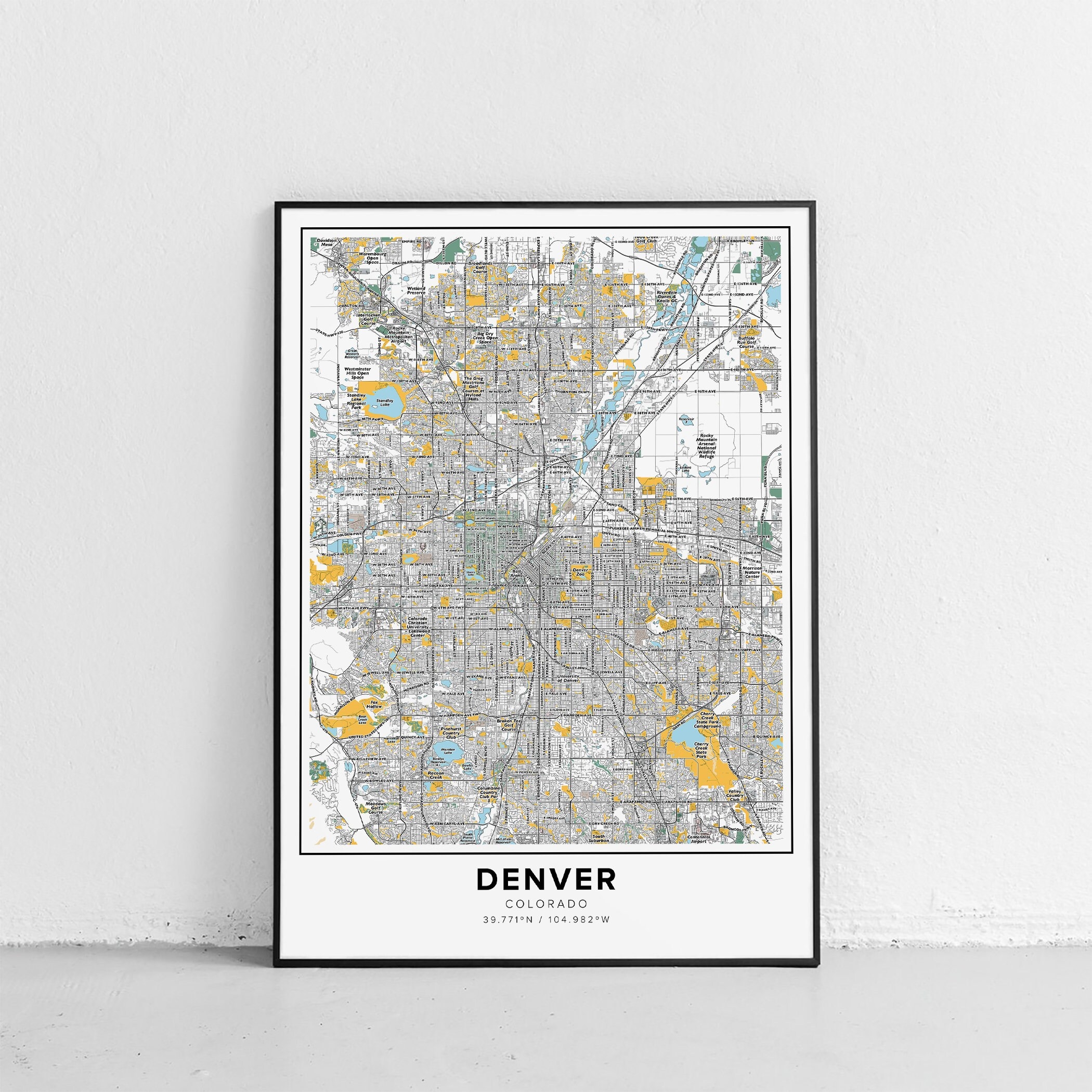 Denver Map Print Street Names Denver Print Printable Map Of Denver City Map Art Denver Colorado Map Art Travel Gift Poster Etsy Australia