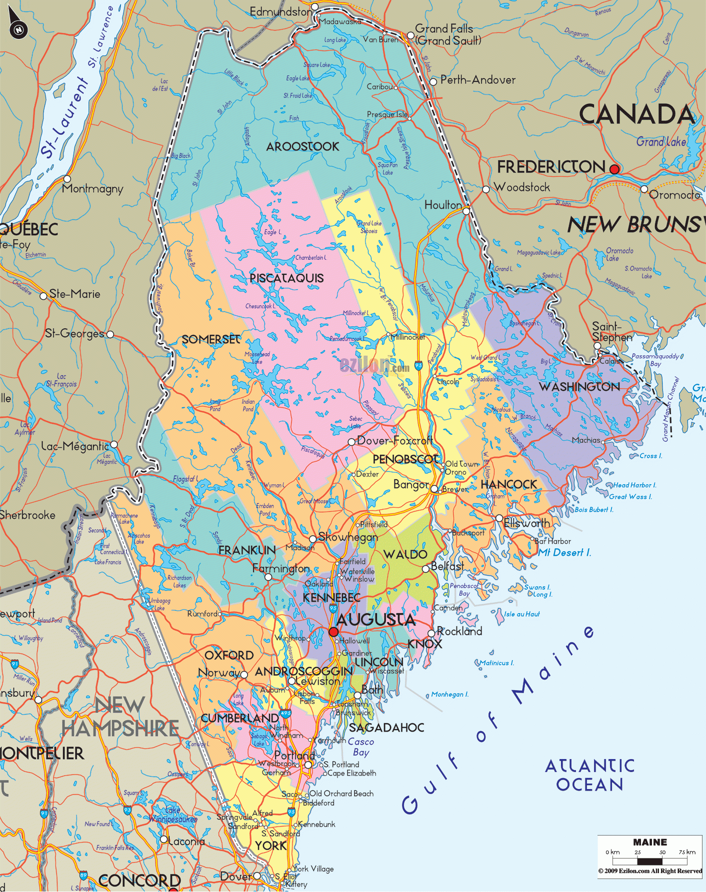 Maine County Map Printable