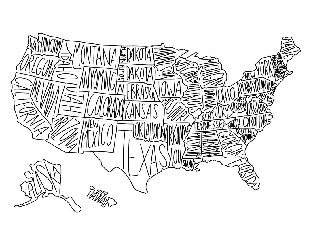 Map Of Us Printable Free